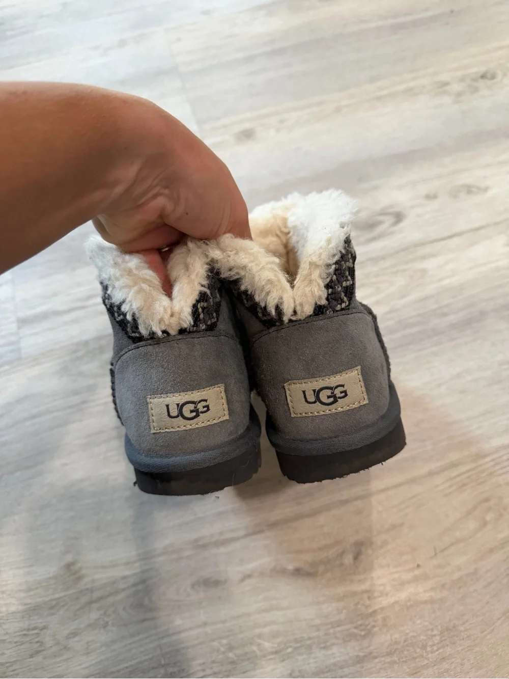 Plush Lined Gray big kids Ankle uggs